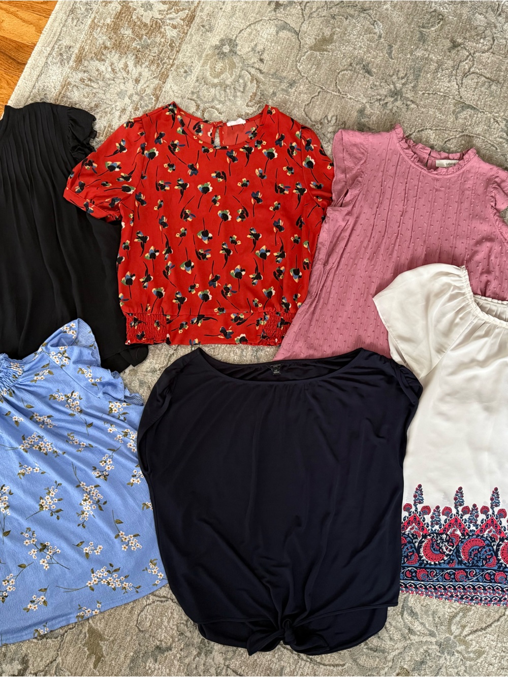 LOFT Mixed Color Women's Blouse Bundle - Blue, Black, Red, Navy, Pink, White
